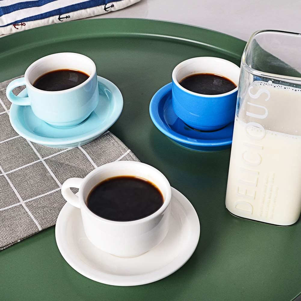 Home Juego de 6 tazas y platillos de porcelana para expreso