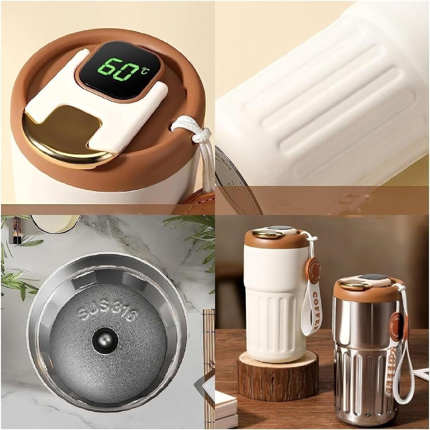 Taza de café inteligente con pantalla LED de temperatura