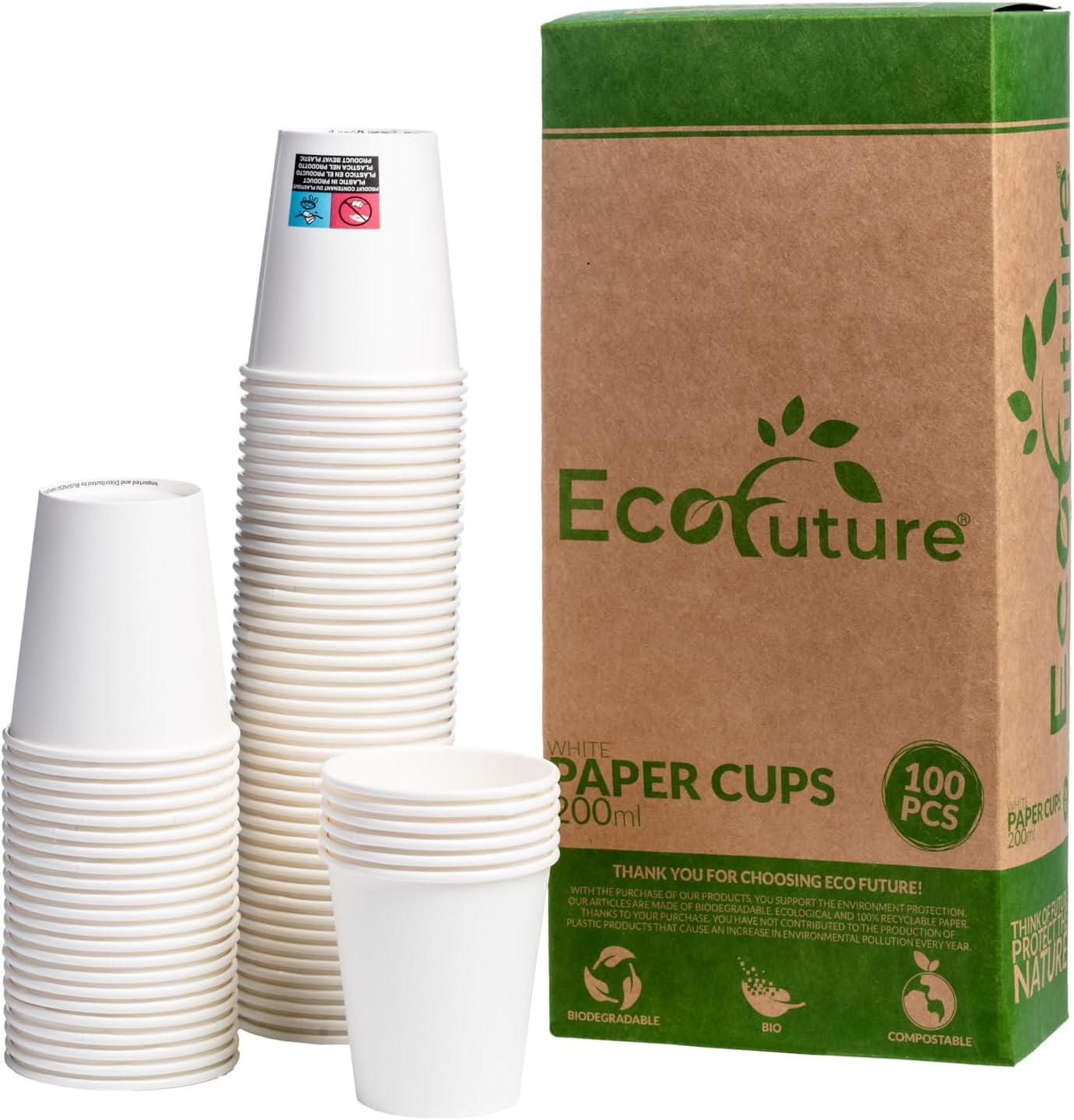 Vasos Desechables De Cartón Blanco 200ml