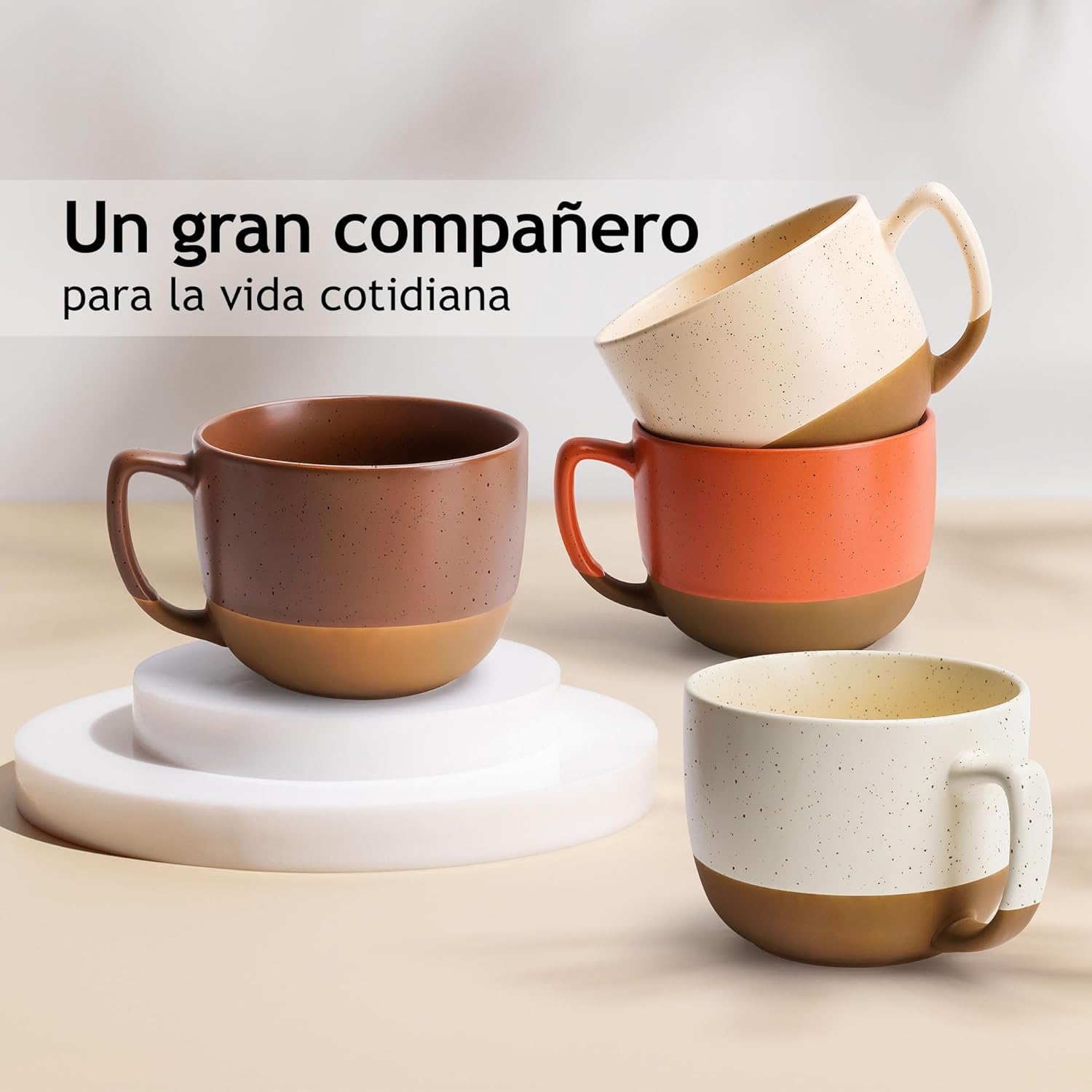 Juego de 4 Tazas de Latte de Cerámica de 450 ml